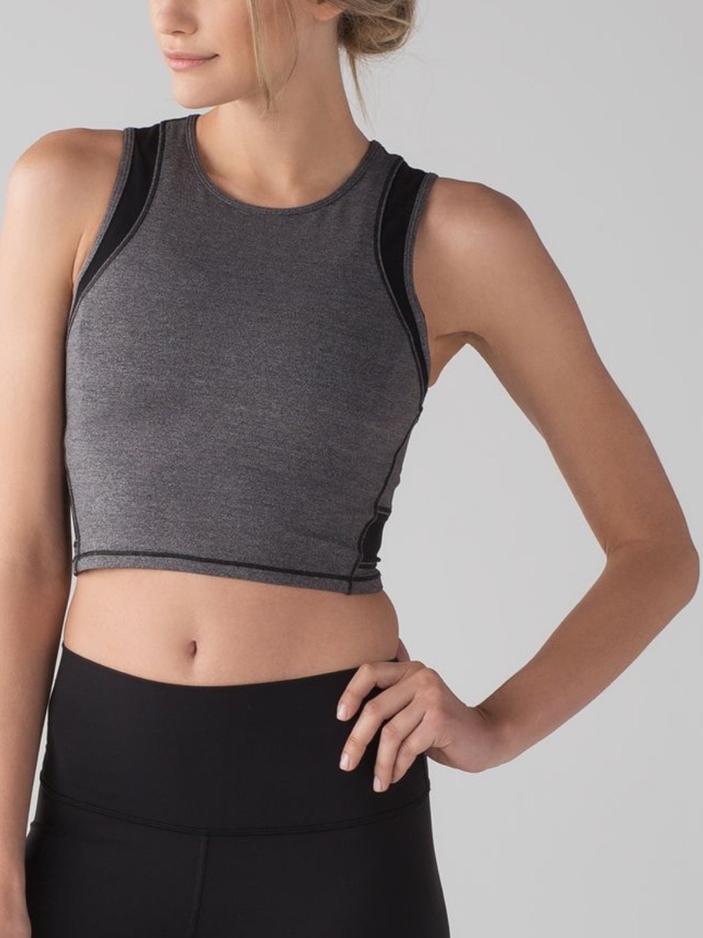 lululemon athletica Heathered Black Cropped Tank